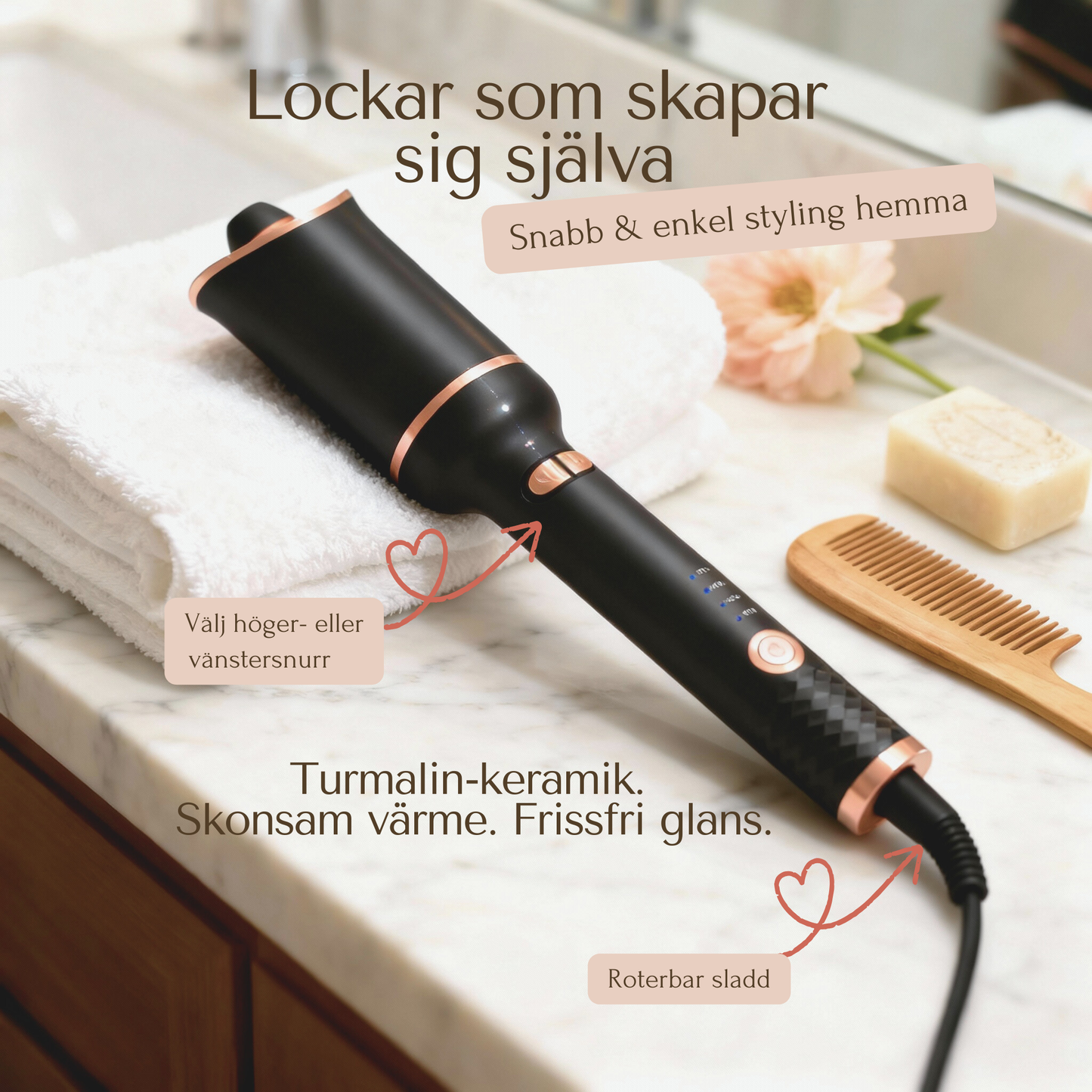 Automatisk keramisk locktång med jon- och frisskontroll