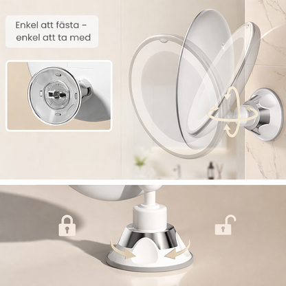 Förstoringsspegel med sugkopp & LED-ljus