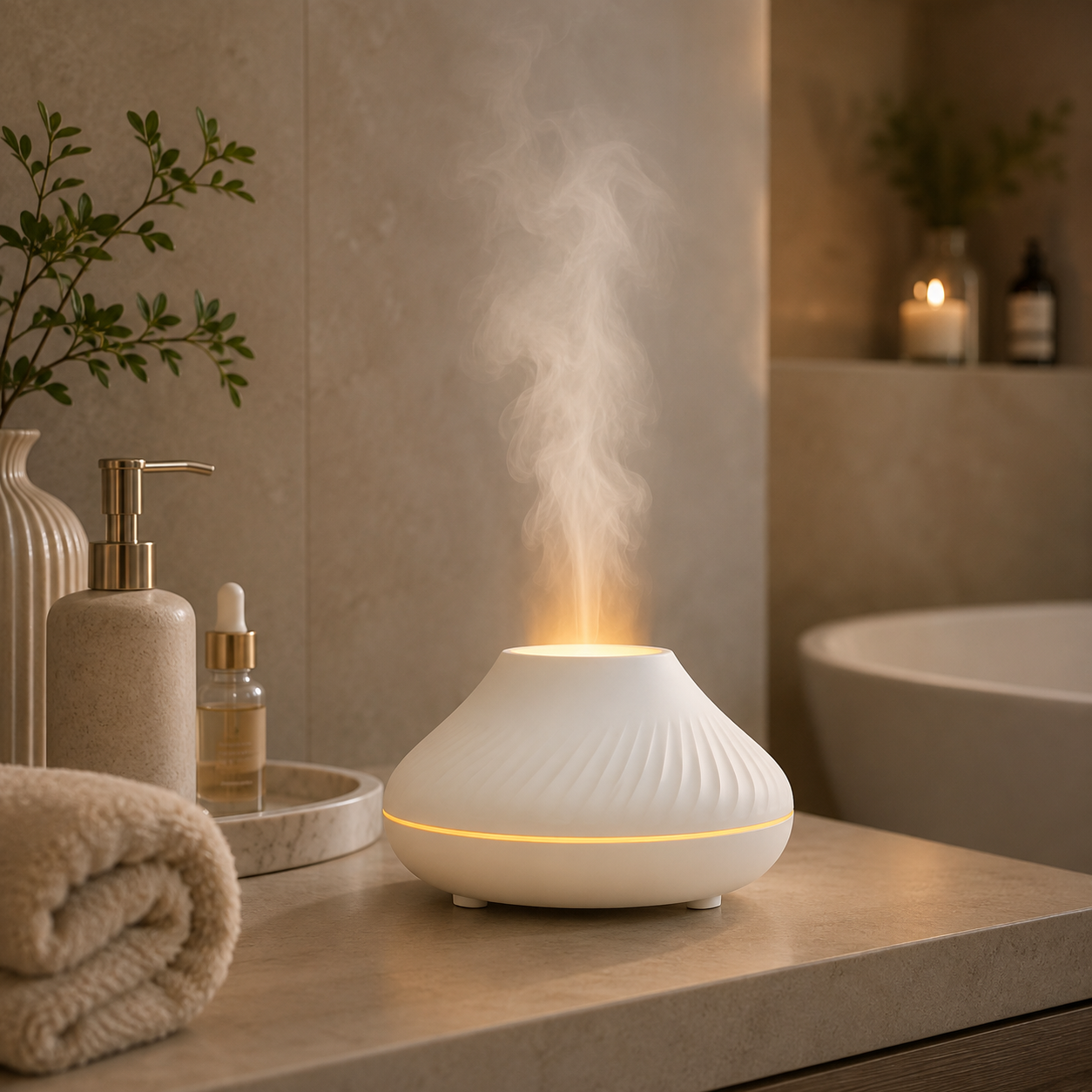 Aromadiffuser med flameffekt & stämningsljus