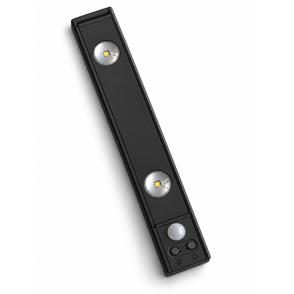Svart LED-ljusramp 20 cm med rörelsesensor