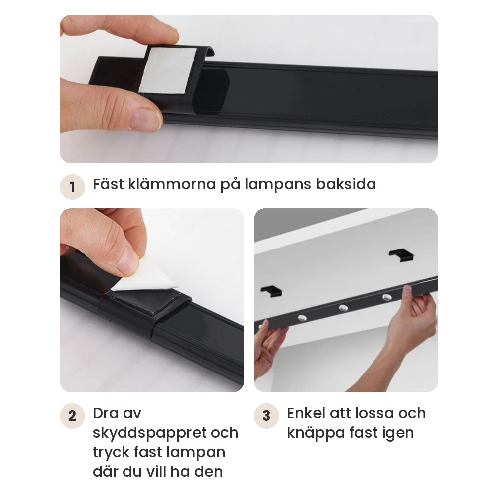 Så monterar du LED-ljusrampen med fästklämmor utan att borra