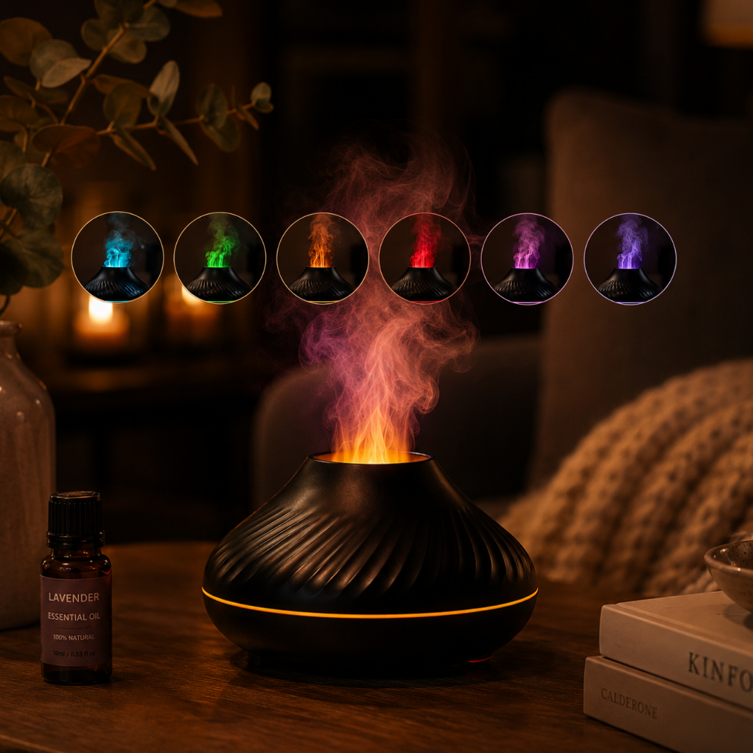 Aromadiffuser med flameffekt & stämningsljus